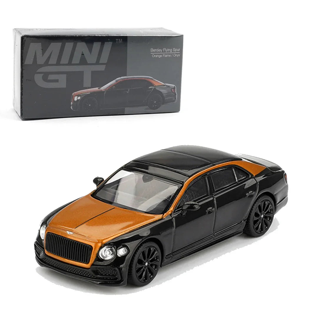 Mini GT 1:64 Bentley Flying Spur – Orange Flame / Onyx Diecast Model - Jaiman Toys