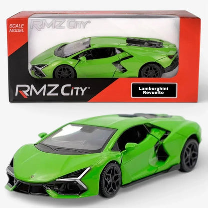 RMZ City Lamborghini Revuelto 1:36 Die-Cast Supercar | Pull Back & Go | Openable Doors | Orange / Green