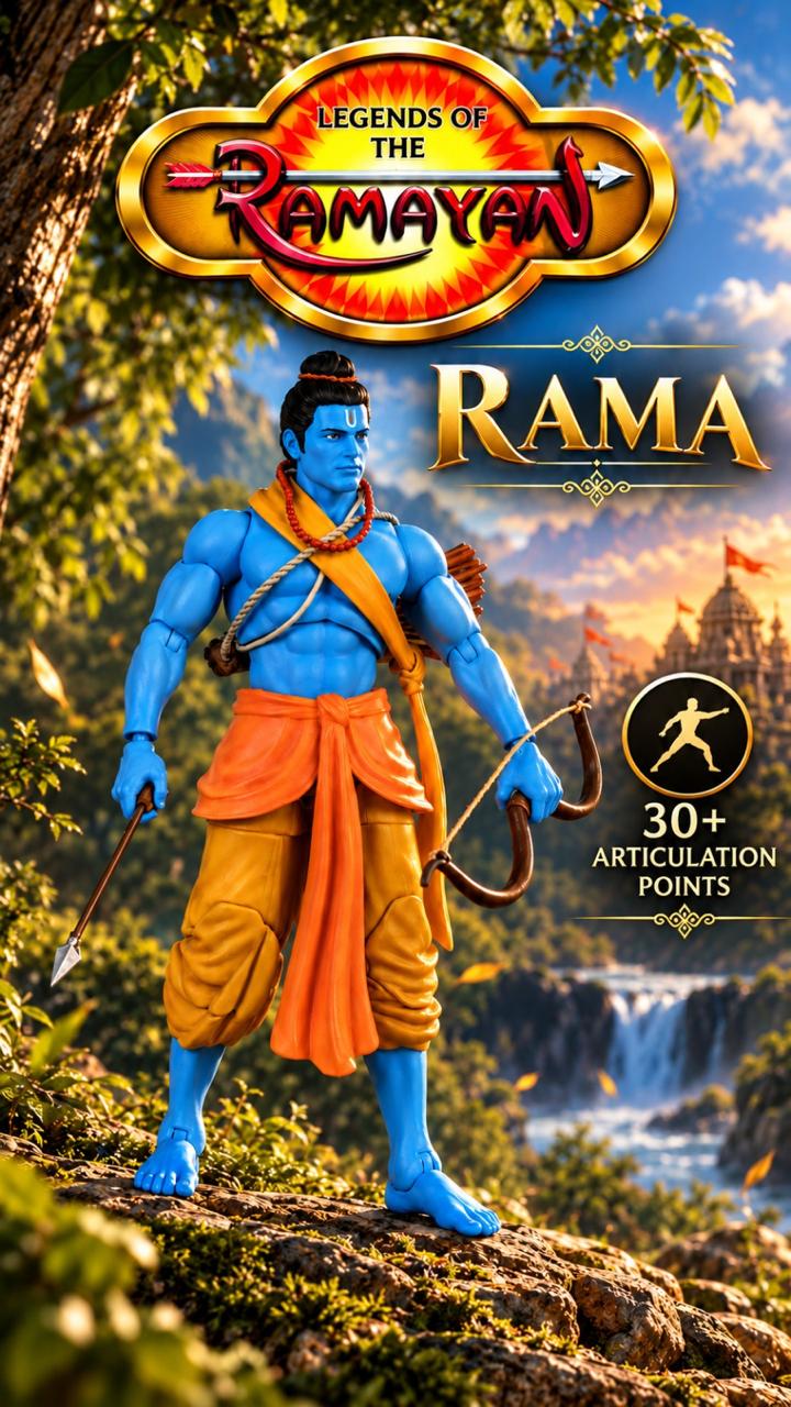 Legends of the Ramayan 1:12 Scale Vanvasi Rama Collector Action Figure with Bow, Arrow, Quiver, Squirrel & Interchangeable Hands
