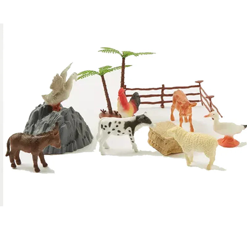 Farm Animal Toy Jar – 13 Piece Educational Playset with Farm Animals, Trees & Accessories for Kids