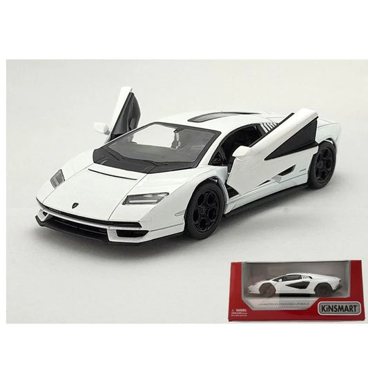 KiNSMART 1:38 Lamborghini Countach LPI 800-4 Diecast Model Car – Pullback, Openable Doors, Collectible Toy- White - Jaiman Toys