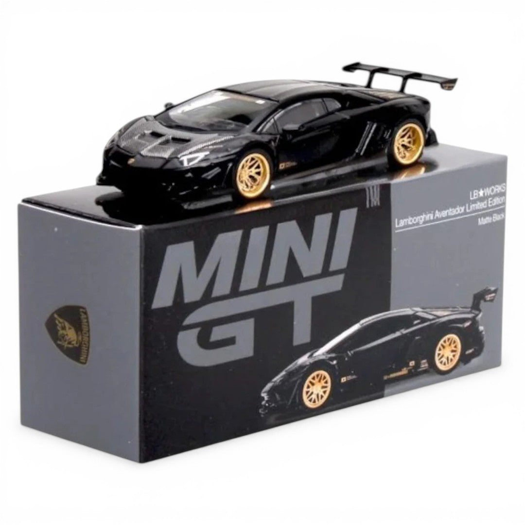 Mini GT 1:64 Scale #1887 LB★WORKS Lamborghini Aventador Limited Edition Matte Black+ Nissan LBWK S15 Silvia GARASIDRIFT 2025 Die-Cast Model Cars