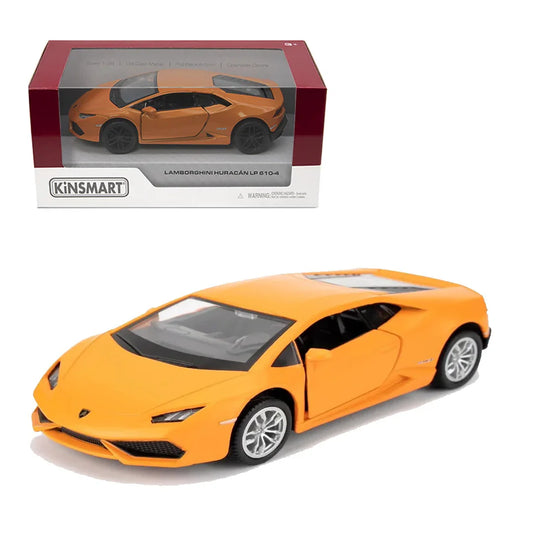 KiNSMART Lamborghini Huracán LP 610-4 – 1:36 Scale Die-Cast Model Car – 5-Inch Pullback Toy Car - Orange - Jaiman Toys