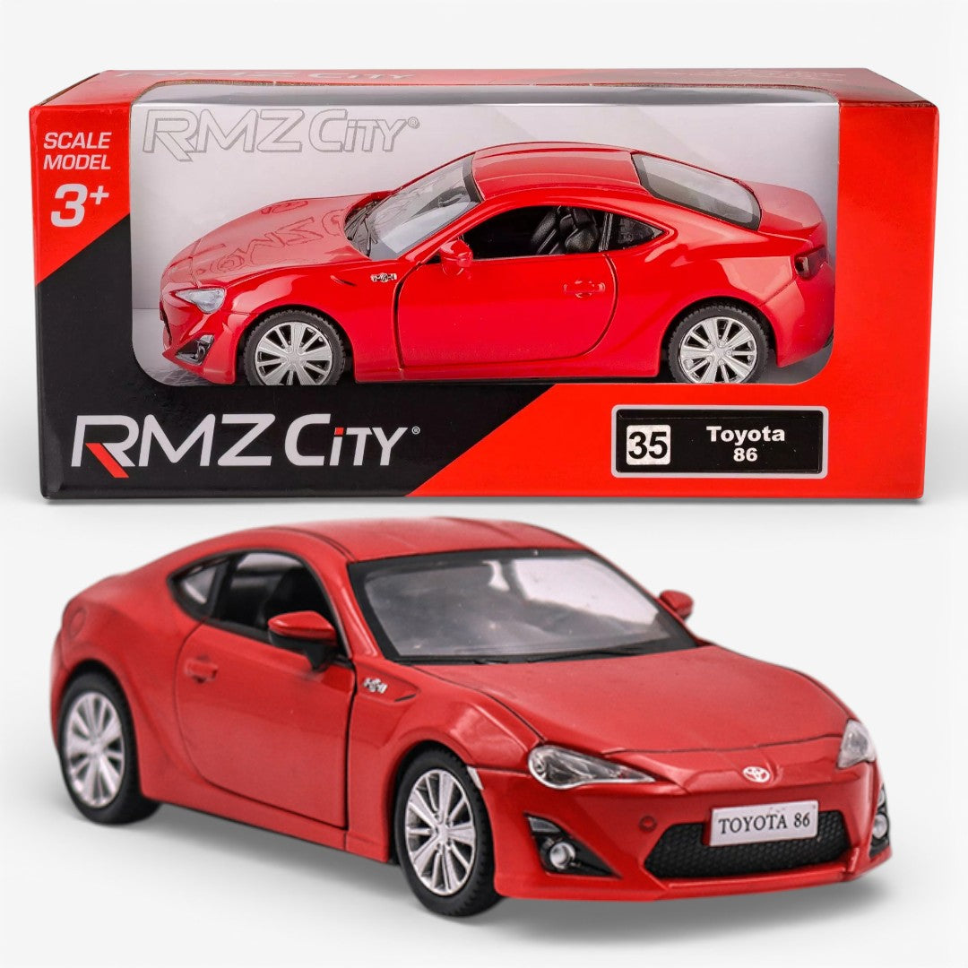 RMZ City 1:36 Toyota 86 Diecast Car Model – Opening Doors, Realistic Interior (Red & White Variants)