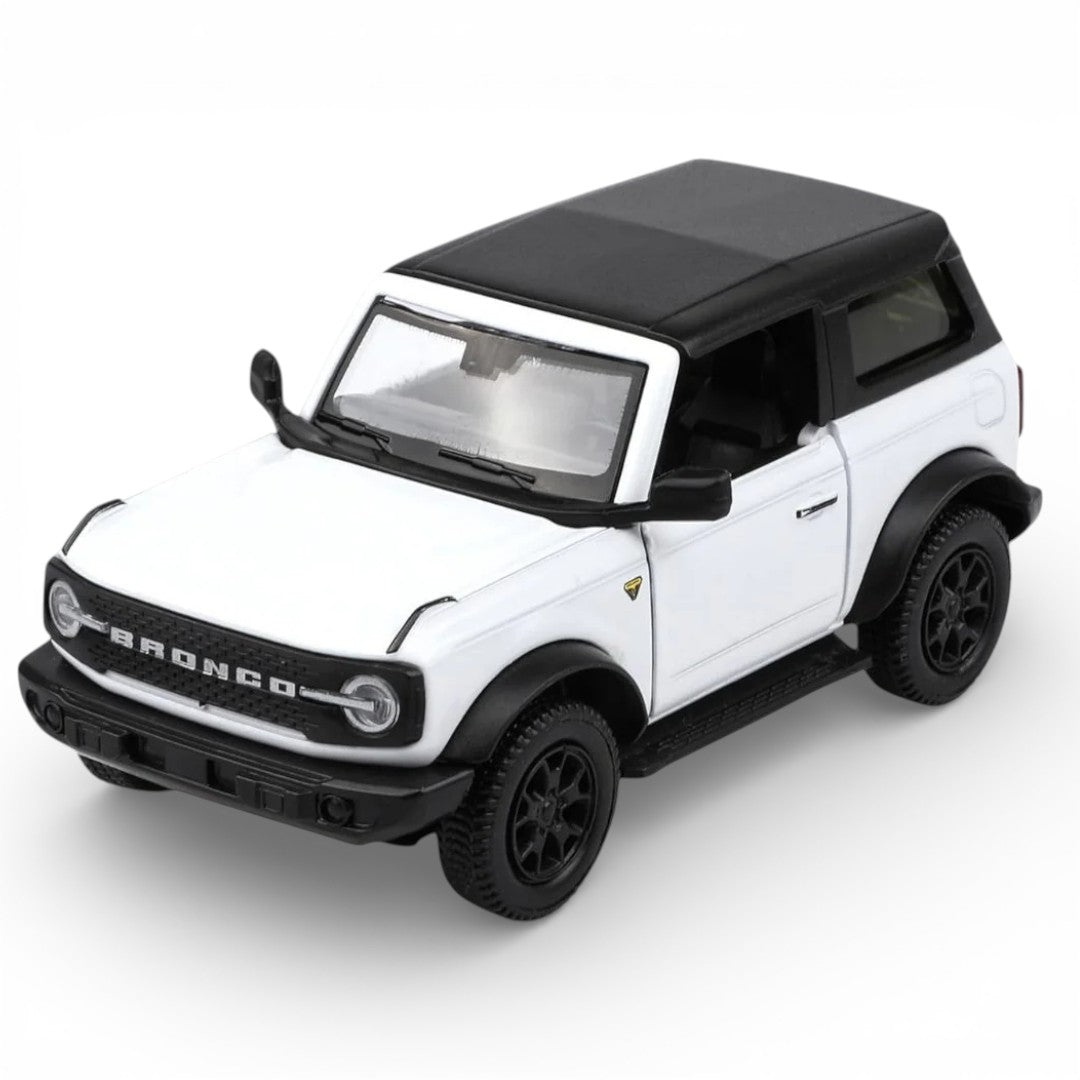RMZ City 1:36 Ford Bronco Badlands 2dr Diecast Car Model – White | Openable Doors, Sound & Light