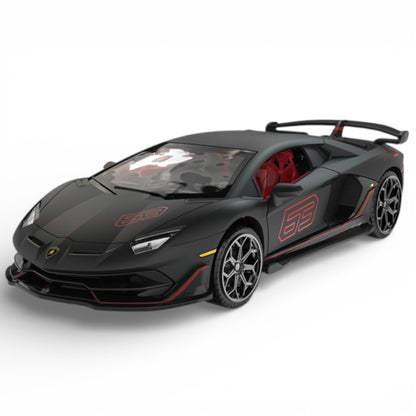 MSZ 1:32 Lamborghini Aventador SVJ Die-Cast Model Car – Black | Pull Back, Openable Doors, Light & Sound (68472)