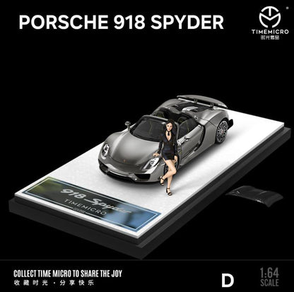 Time Micro Porsche 918 Spyder Figure Edition 1:64 Scale Diecast Model Car | Premium Metal Collector Car | Collector Figure Included | Limited Edition | 14+