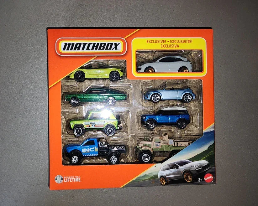 Matchbox Exclusive 8-Pack Die-Cast Cars | Gift Set with 1 Exclusive Vehicle | Realistic Miniature Cars & Trucks