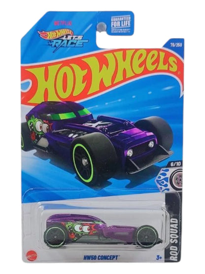 Hot Wheels 1:64 Scale 5-Car Die-Cast Set | Rod Squad HW50 Concept, McLaren Solus GT, Long Bloc JJJ71, ’87 Dodge D100 & Donut Drifter