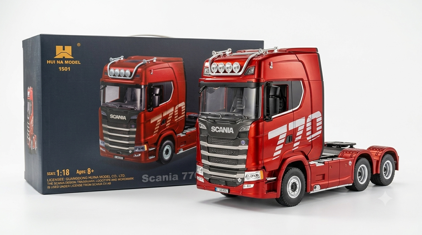 Huina 1501 Scania 770 S V8 1:18 Scale 19CH RC Tractor Truck with 2.4GHz Remote & LED Lights