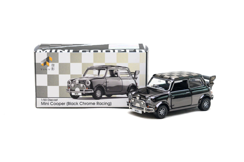 Tiny City Mini Cooper Chrome Black Diecast Model Car 1:50 Scale | Limited Edition Collectible Mini Cooper