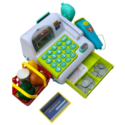 Cash Register Pretend Play Shopping Toy for Kids with Calculator, Scanner & Sound Effects – Educational Role Play Toy
