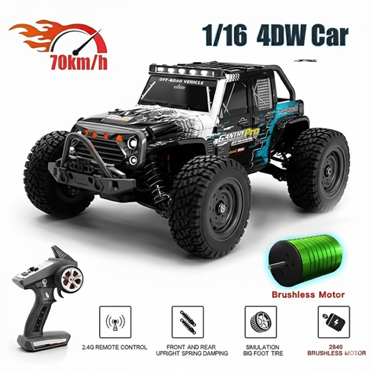 RC Model 1:16 – 16103 Pro MAX RC Car 4WD Off-Road | 70km/h Brushless High-Speed Racing Vehicle with Lights