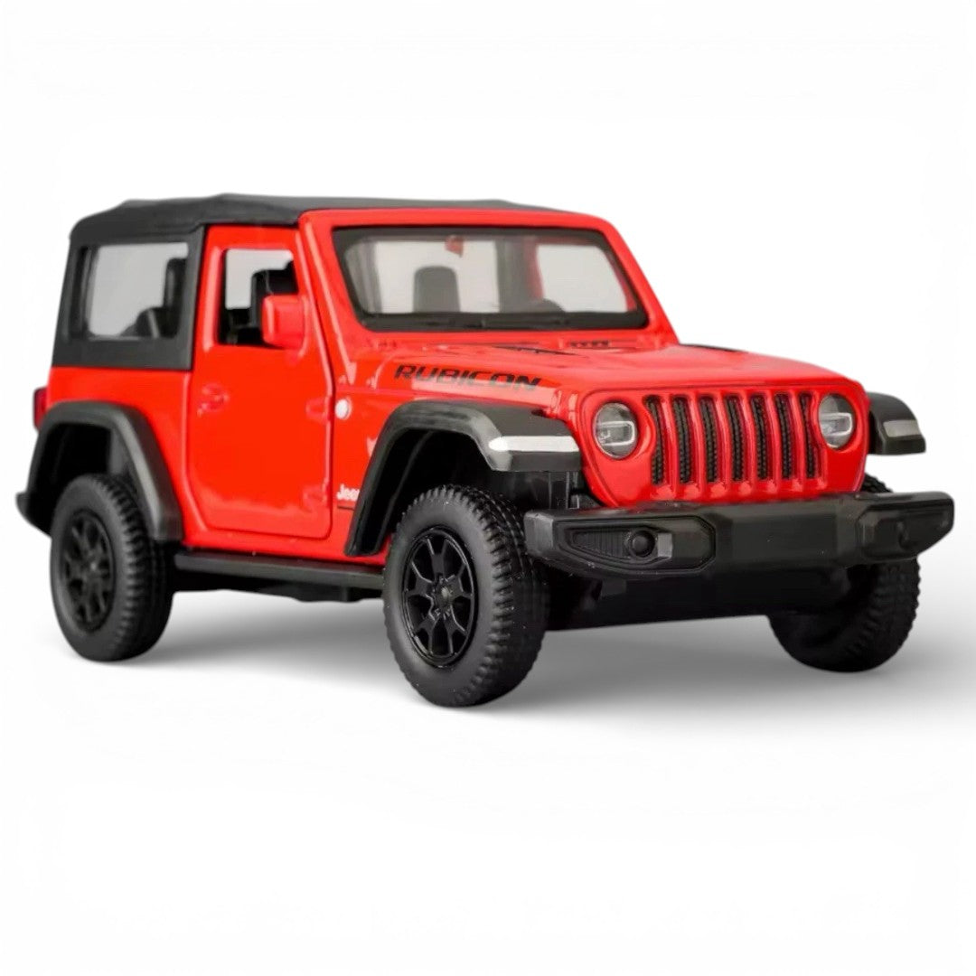 RMZ City 1:36 Jeep Wrangler Rubicon Alloy Diecast Model Car – Pull Back & Go | Openable Doors | 2 Color Variants