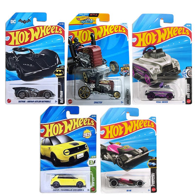 Hot Wheels 1:64 5-Car Diecast Collector Set – Batman Arkham Asylum Batmobile, RD-06, Honda e, Pedal Driver & Dragtor