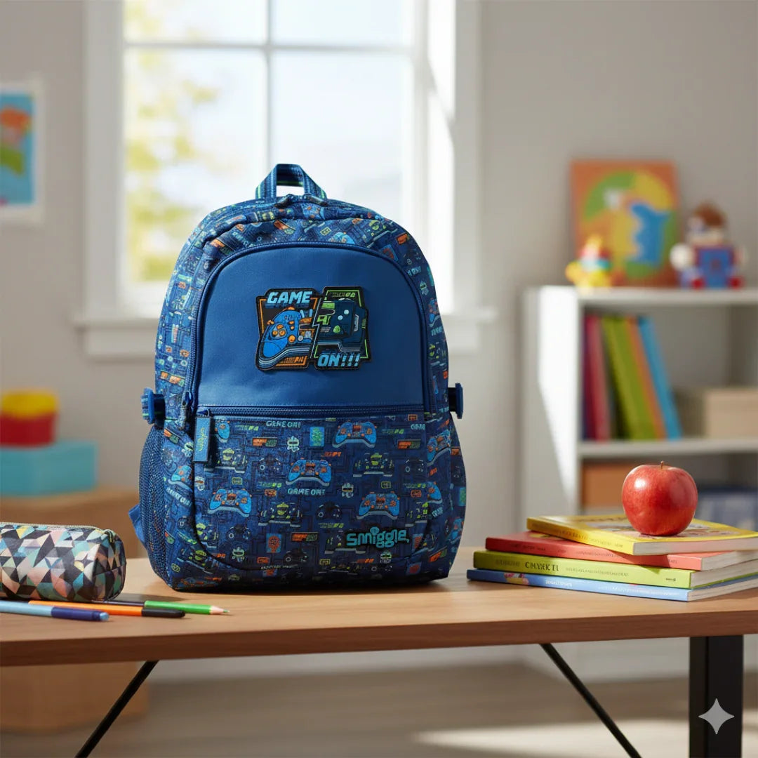 Smiggle Game On Console Themed Backpack –16-Inch Premium School & Travel Bag with Multiple Compartments