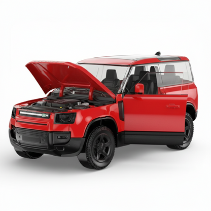 RASTAR 1:24 Scale Land Rover Defender 90 Diecast Model Car – Red SUV | Premium Metal Collectible with Opening Doors