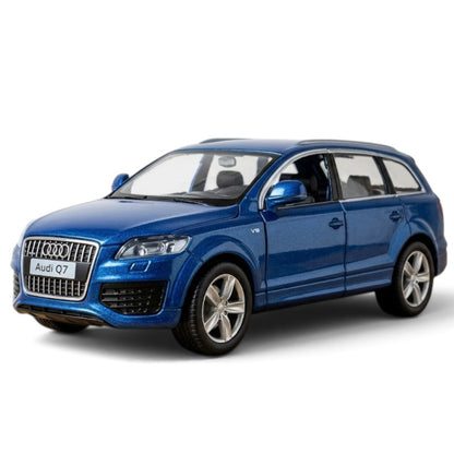 RMZ City Audi Q7 V12 1:32 Scale Die-Cast Model SUV – Metallic Blue & White Collectible Luxury Car with Opening Doors, Pull-Back Action