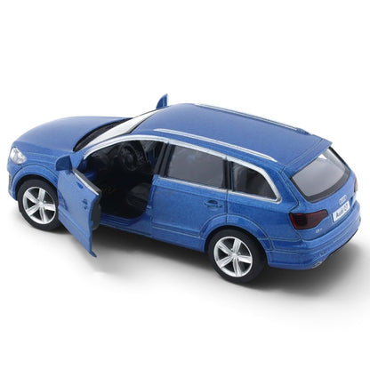 RMZ City Audi Q7 V12 1:32 Scale Die-Cast Model SUV – Metallic Blue & White Collectible Luxury Car with Opening Doors, Pull-Back Action