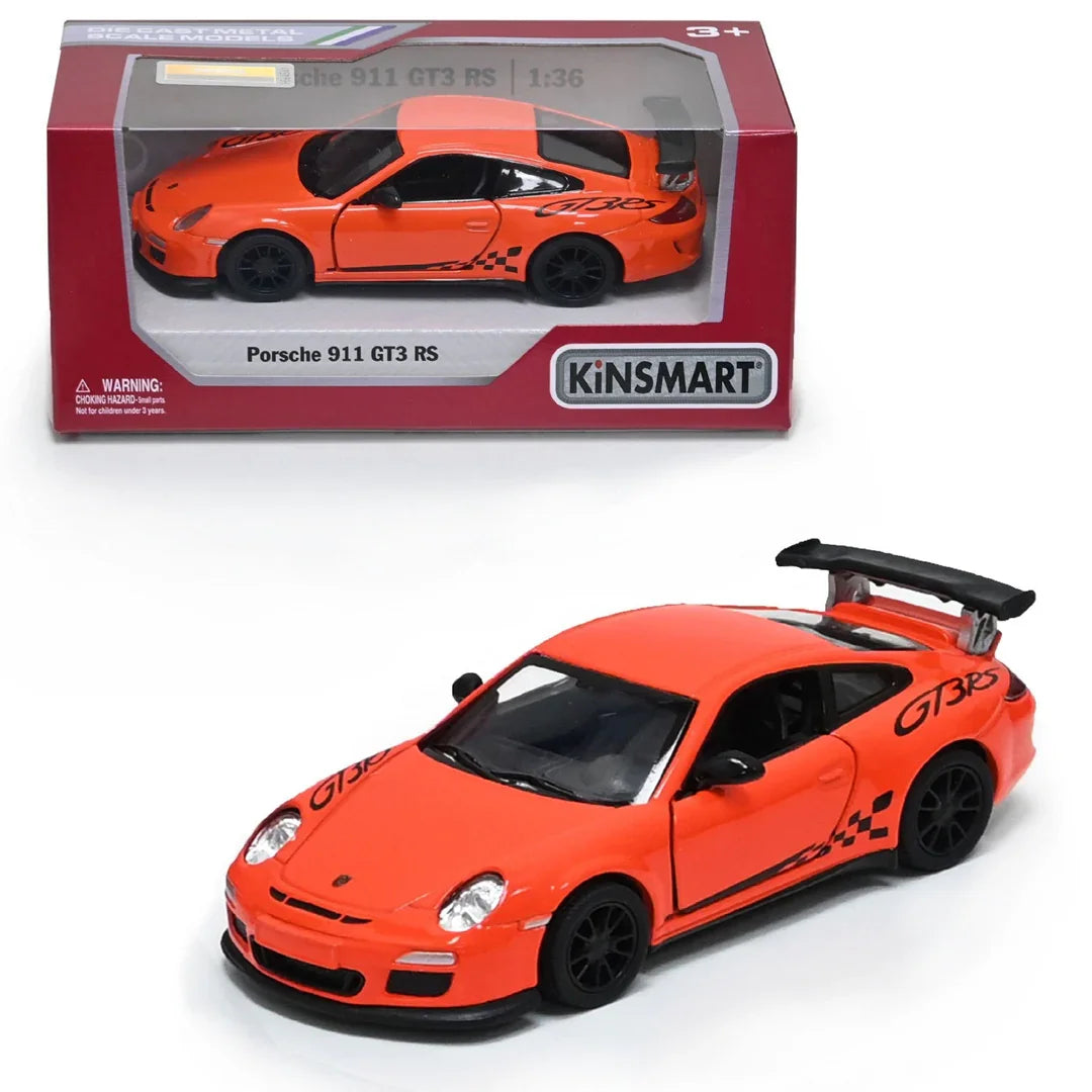 KiNSMART 1:36 Porsche 911 GT3 RS (997) – Orange – Die-Cast Model Car - Jaiman Toys