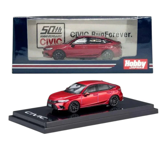 Hobby Japan 1:64  Honda (FL1) Premium Crystal Red Metallic HJ641046AR Civic 50 Anniversary Run Forever Diecast Scale Model Car