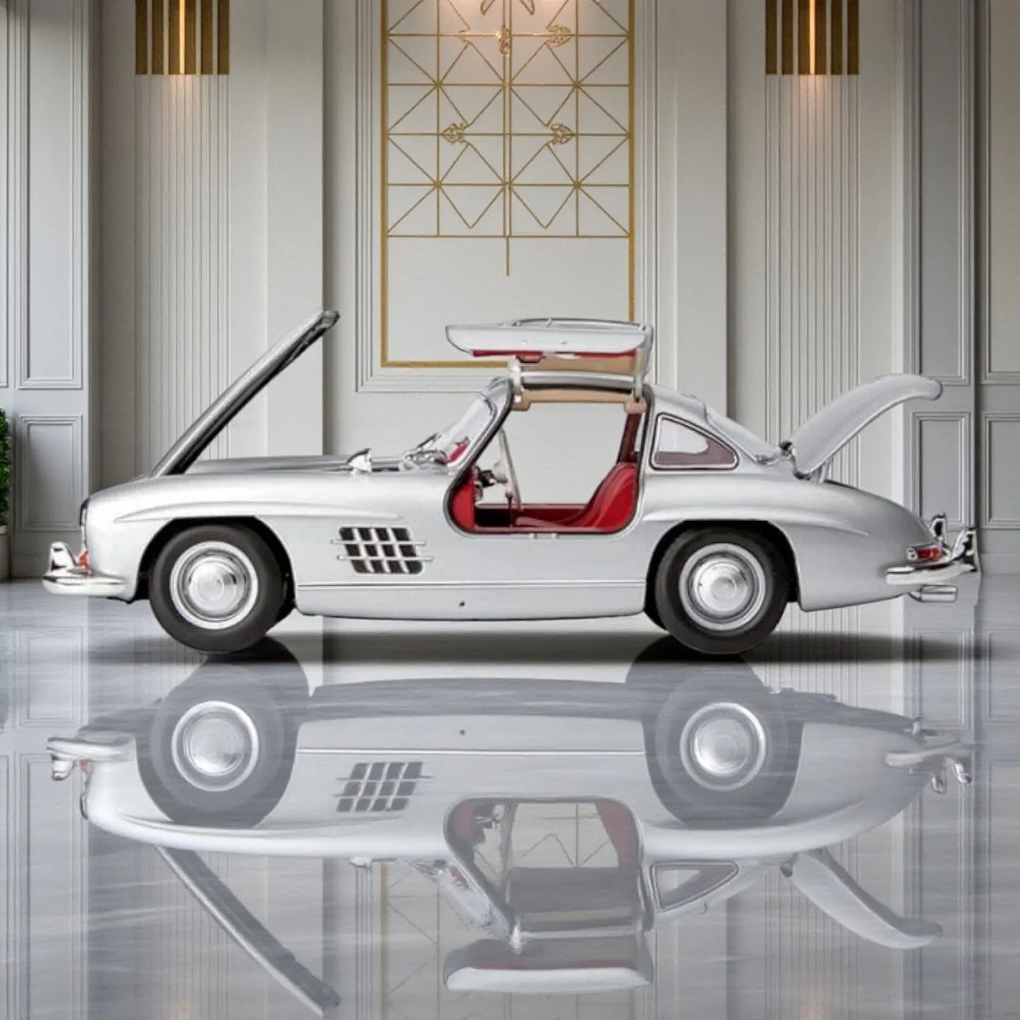 BSC MERCEDES BEN-Z 300SL-1955 Diecast Model  Car Silver