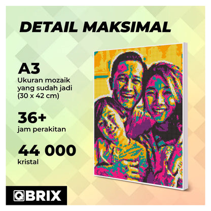 QBRIX A3  Pop-Art Diamond Painting Kit | Custom Photo Mosaic, 44,000 Crystals | Ages 8+