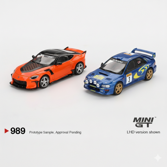 Mini GT 1:64 Racing Duo Blister Set – Nissan Z VeilSide FFZ400 Orange & Ford Puma Rally1 #13 2024 Monte Carlo – Premium Diecast Models