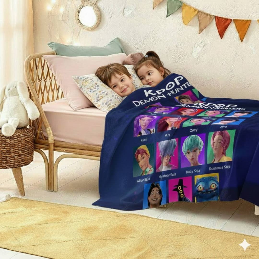 Kids Printed Blanket 150×200 cm | Extra-Large Soft & Cozy K-Pop Demon Hunters Blanket