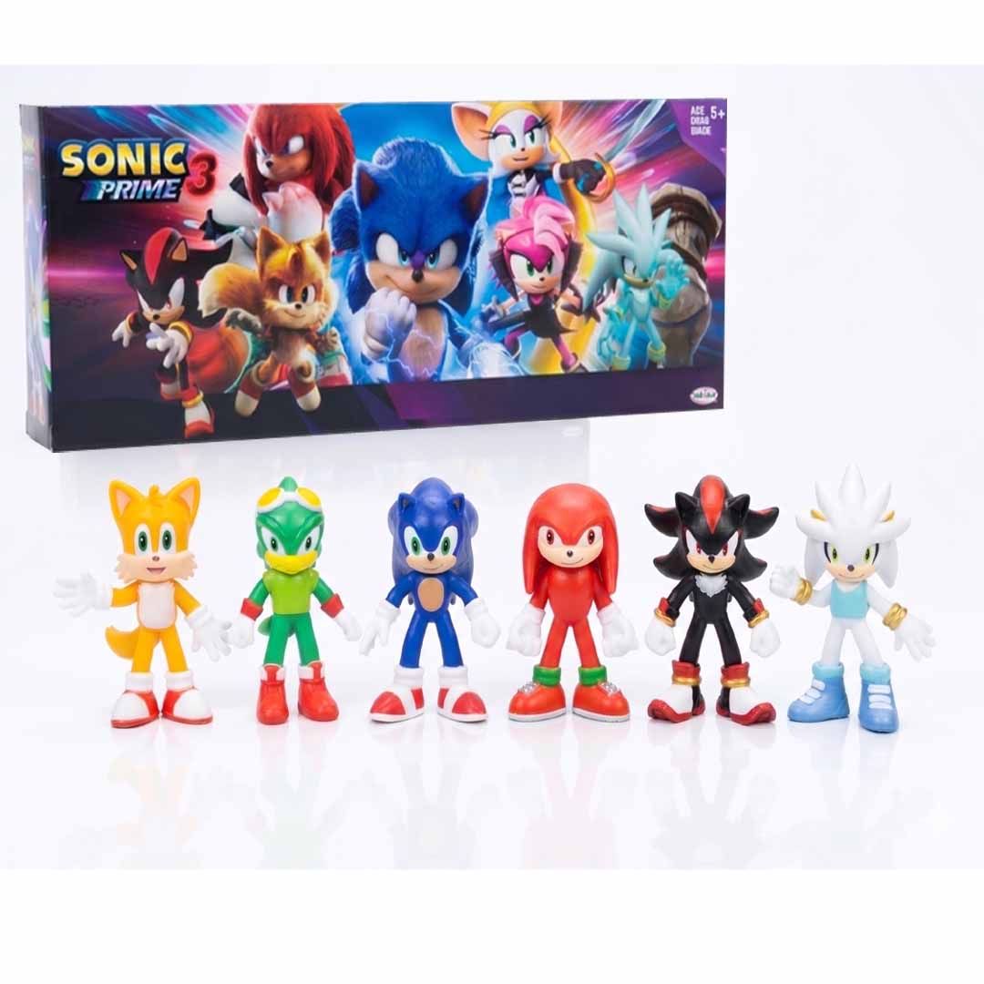 Sonic Prime 3 Action Figure Set – Sonic, Tails, Knuckles, Shadow, Silver & Jet Collectible Character Toys