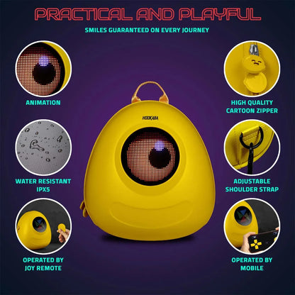 Hookaba GlowBuddy Kids LED Backpack – Fun Light-Up Bag for School & Travel | Waterproof | Lightweight | Ages 4–10 - Yellow - Jaiman Toys