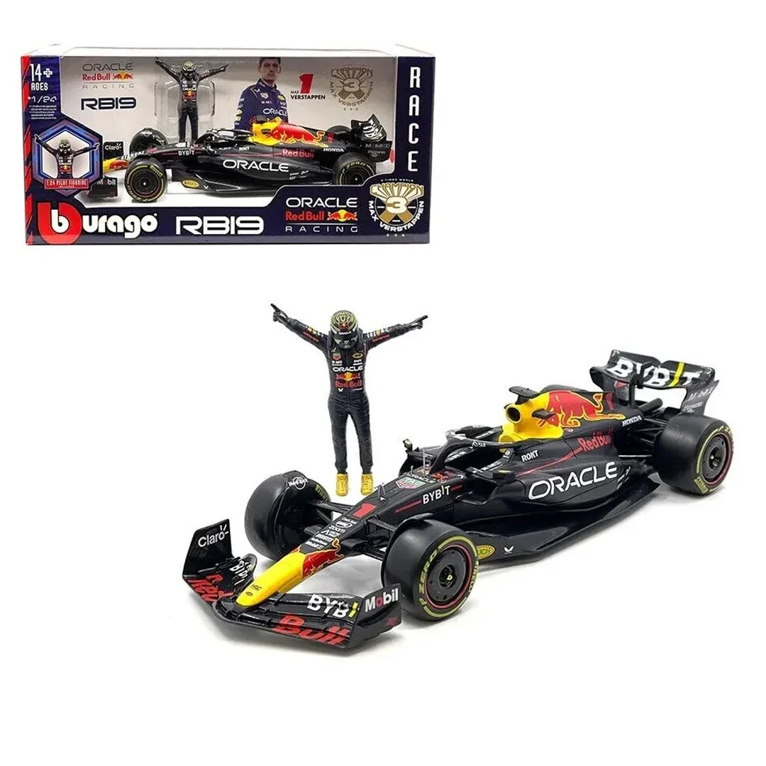 Bburago 1:24 Red Bull RB19 – Max Verstappen Diecast Car with Victory Figurine
