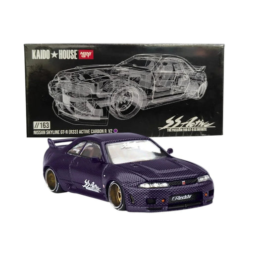 Kaido House X MINI-GT 1:64 Nissan Skyline GT-R (R33) Purple Carbon R V2 Model KHMG163-2C - Jaiman Toys