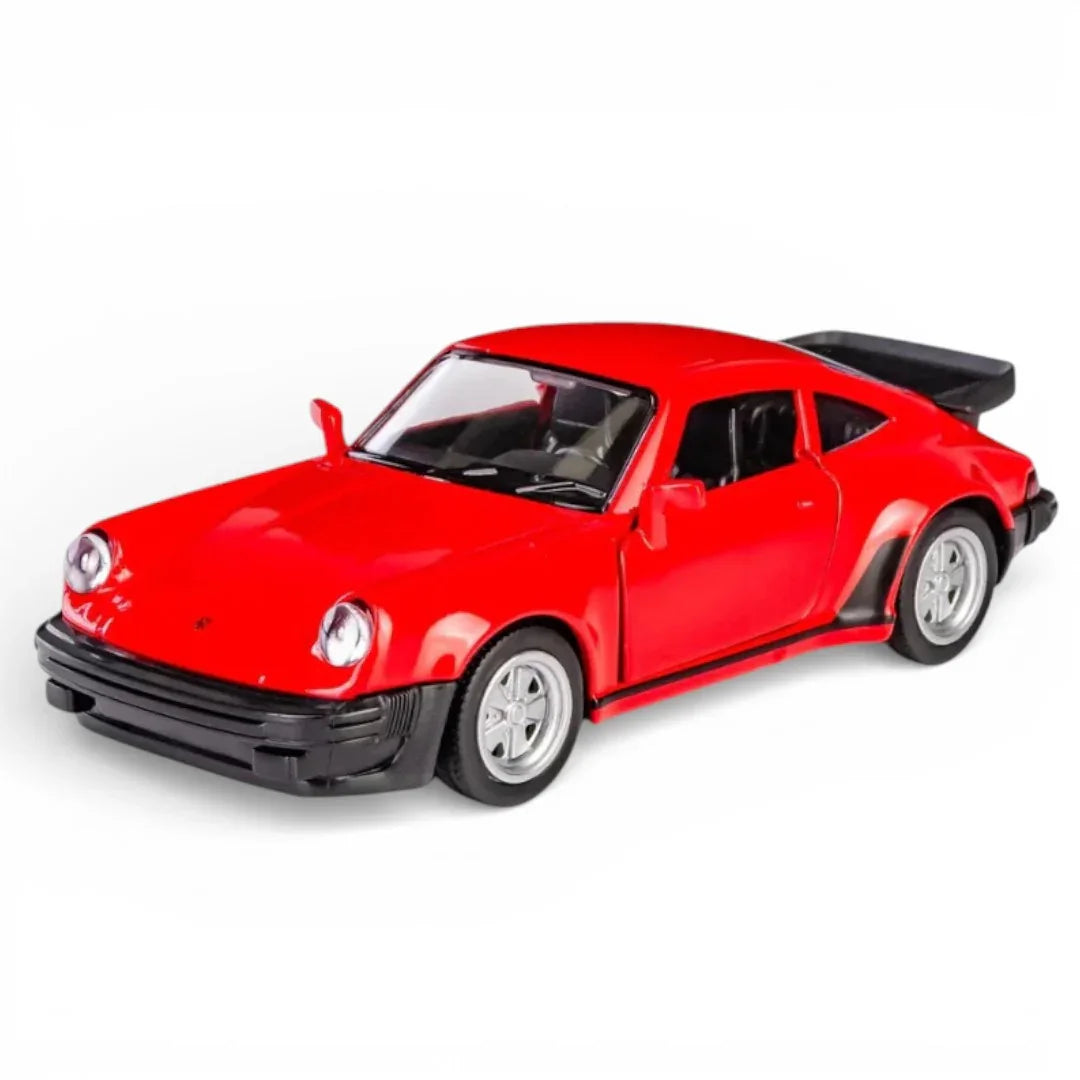 RMZ City 1:36 Porsche 911 Turbo 3.3 Die-Cast Car | Pull Back & Go | Openable Doors | Red / Blue
