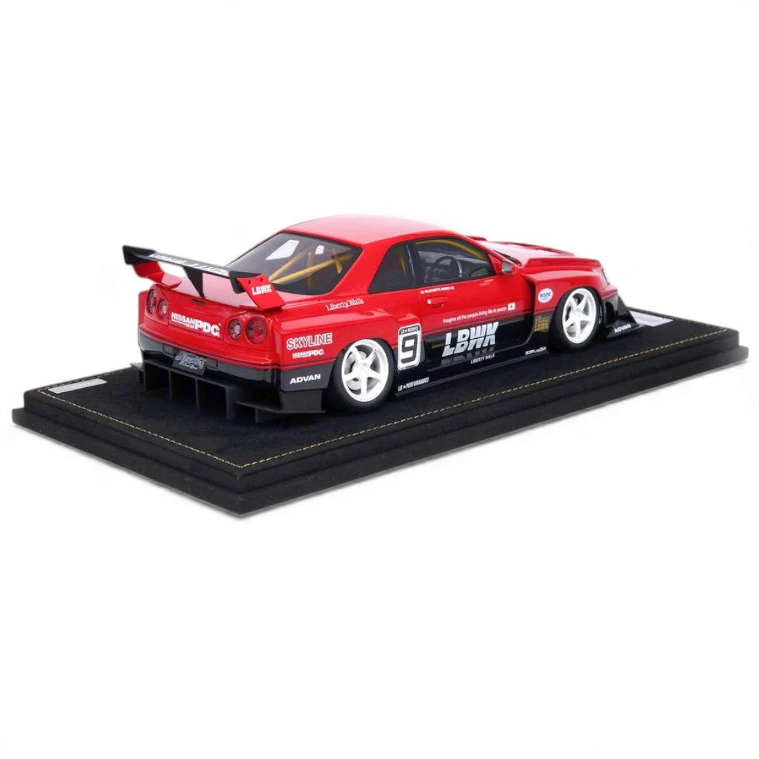 STREETWEAPON 1:64 NISSAN SKYLINE ER34  LBWK RED DIECAST CAR MODEL