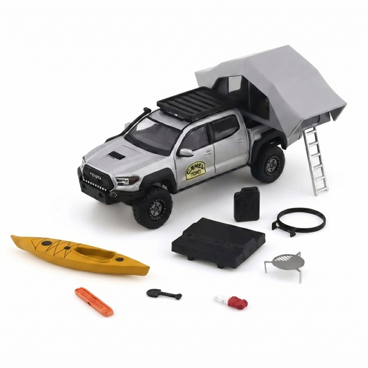 Toyota Tacoma TRD Pro Overland Camping Truck Diecast Model 1:64 Scale with Adventure Accessories