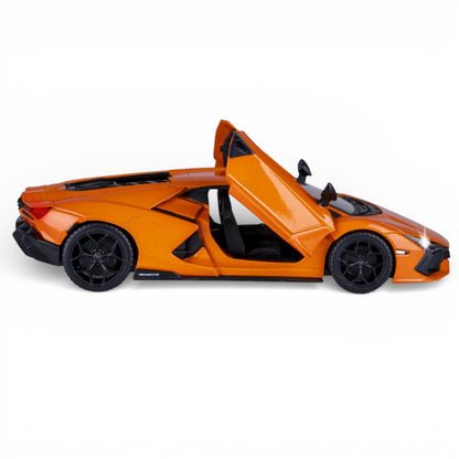 MSZ 1:32 Lamborghini Revuelto Die-Cast Model Car – Orange | Pull Back, Openable Doors, Light & Sound (68737)