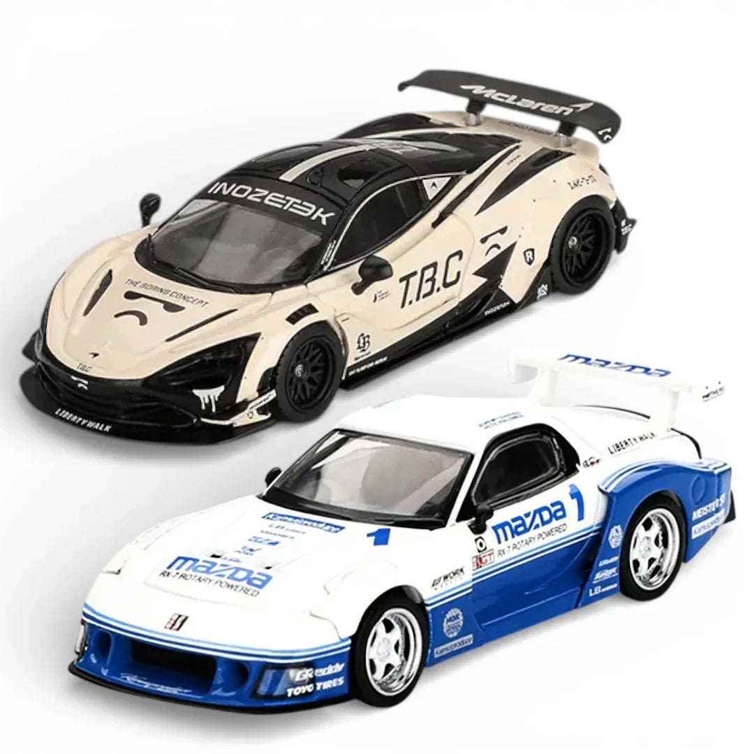 MINI GT 1:64 (Blister)- McLaren 720S LB-Works “The Boring Concept+Mazda RX-7 LB-Super Silhouette IMSA – White