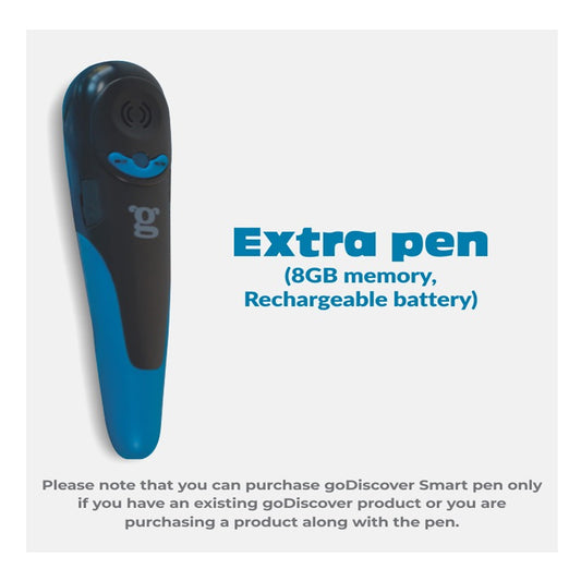 goDiscover Smart Talking Pen | Rechargeable Interactive Learning Pen with 8GB Memory - Black/Blue