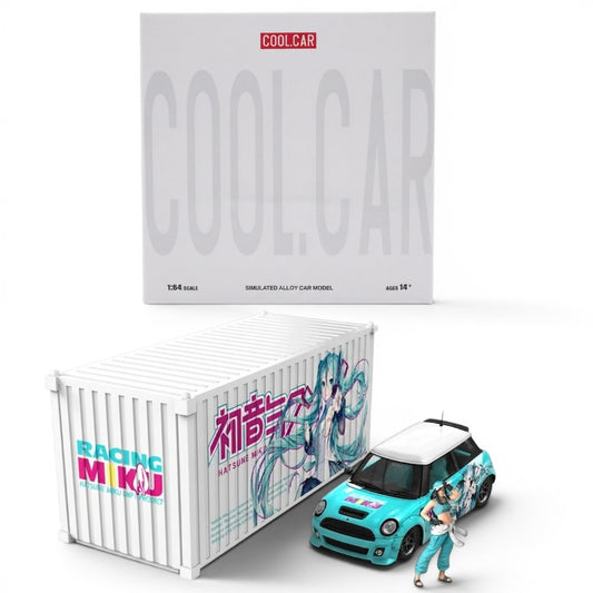 Cool.Car 1:64 BMW Mini Hatsune Livery Diecast Model with Display Container & Figure Set