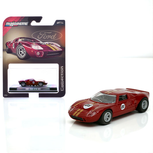 Majorette 1965 Ford GT40 MK1 #25 Red Metallic with Gold Stripes – Collection Series 1:64 Diecast Model Car