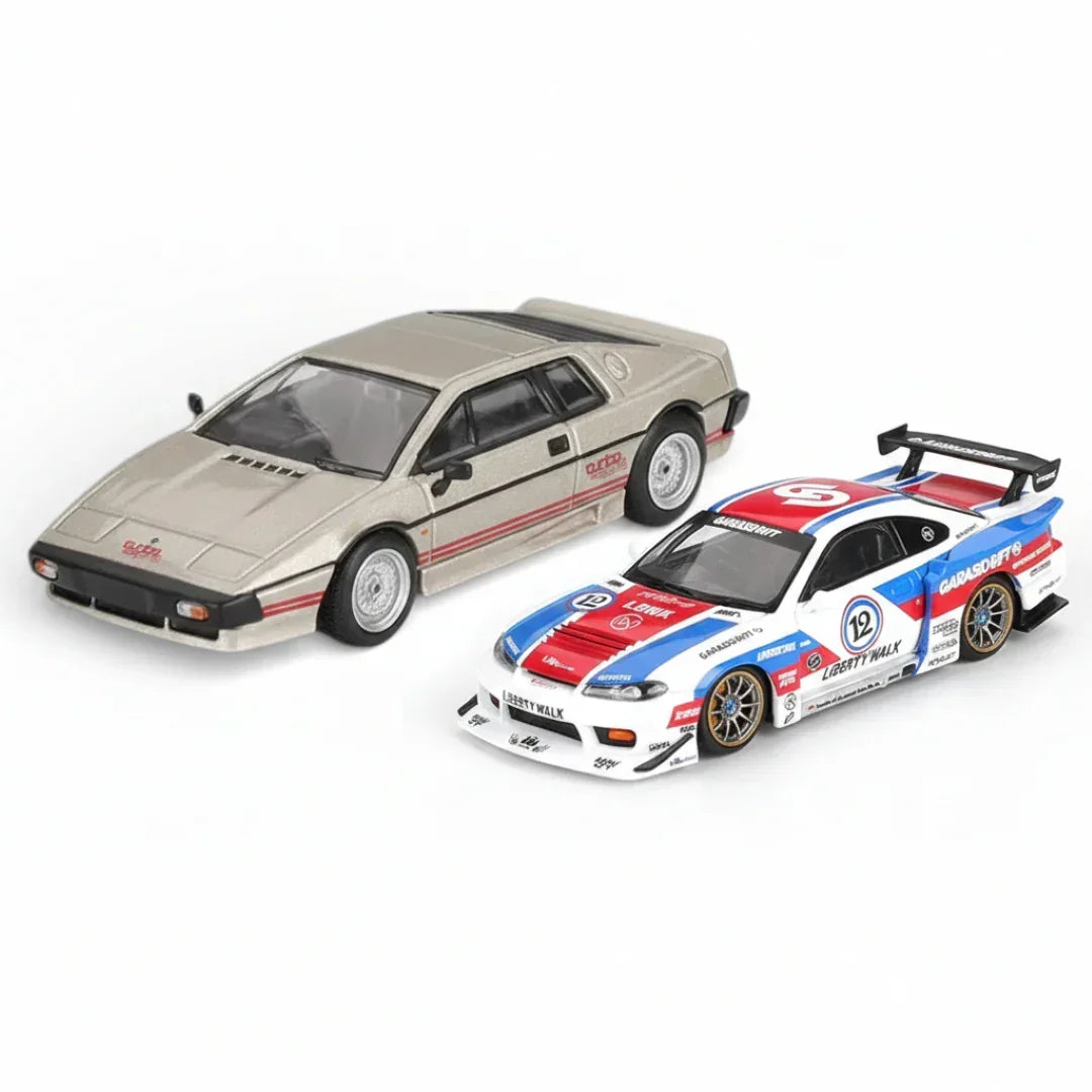 Mini GT 1:64 Scale Lotus Esprit Turbo + Nissan LBWK S15 Silvia GARASIDRIFT 2025  Die-Cast Model Car | Classic Sports Car | Collector Edition