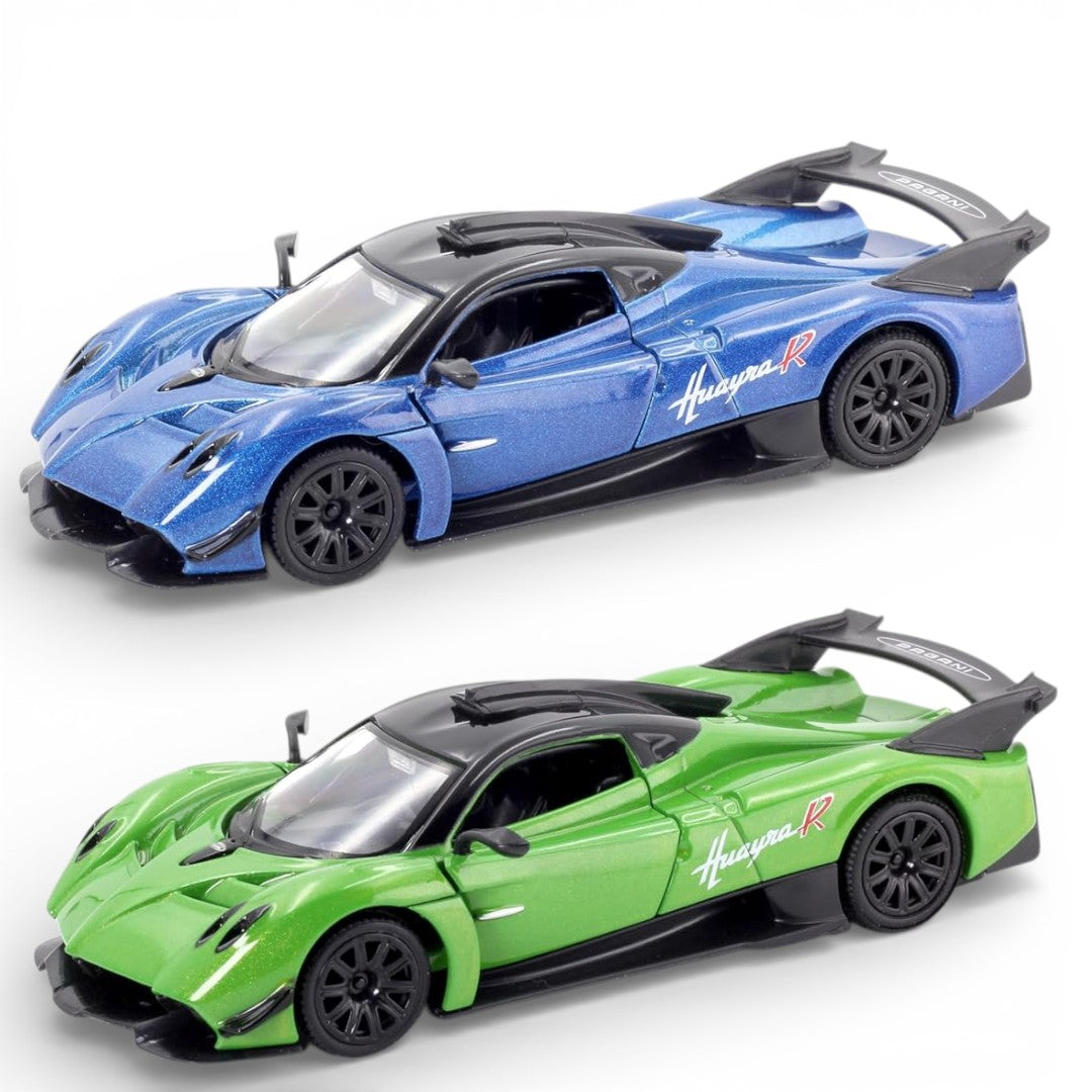 RMZ City Pagani Huayra R 1:36 Die-Cast Hypercar | Pull Back & Go | Openable Doors | Blue / Green Variants