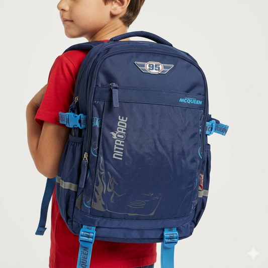 Pixar Cars School Backpack for Kids – Nitroade Lightning McQueen School Bag |16Inch Large Kids Backpack