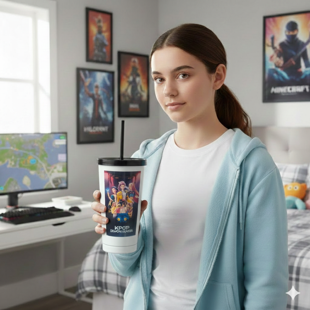 K-Pop Huntrix  700ml Stainless Steel Tumbler Sipper Water Bottle With Straw | Leak-Resistant Travel Cup