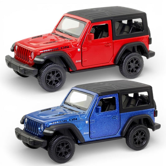 RMZ City 1:36 Jeep Wrangler Rubicon Alloy Diecast Model Car – Pull Back & Go | Openable Doors | 2 Color Variants