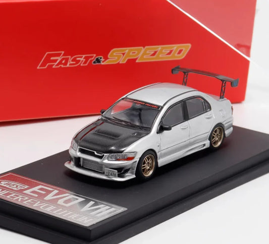 1/64 Fast & Speed Lancer EVO VII Silver Diecast Car Model - Jaiman Toys