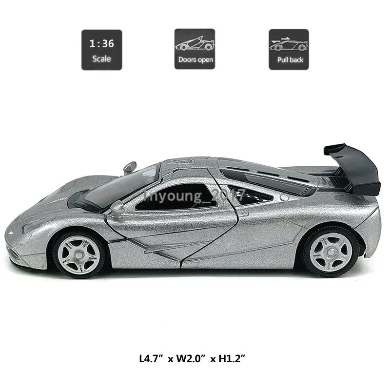 RMZ City McLaren F1 1:36 Die-Cast Model Car | Pull Back & Go | Openable Doors
