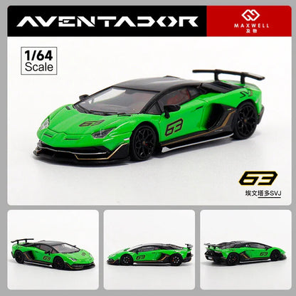 Maxwell 1:64 Lamborghini Aventador SVJ 63 Green Diecast scale model car