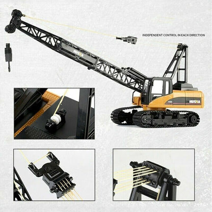 HUINA 1572 1:14 RC Crawler Crane | 15CH 2.4GHz Metal Alloy Construction Crane with 680° Rotation Engineering Construction Truck